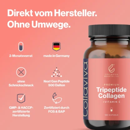 Капсули Tripeptide Collagen + Vitamin C — 180 штук — запас на 2 місяці